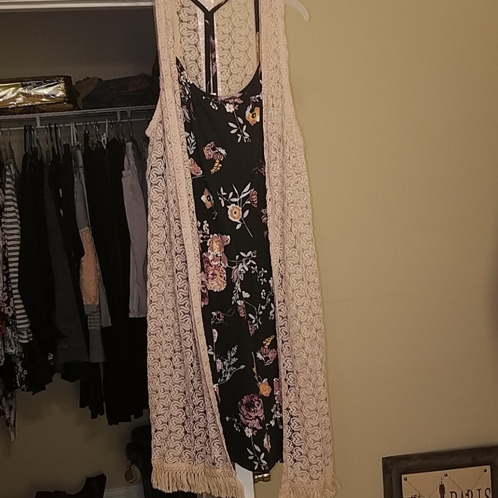 Mini dress with lace wrap